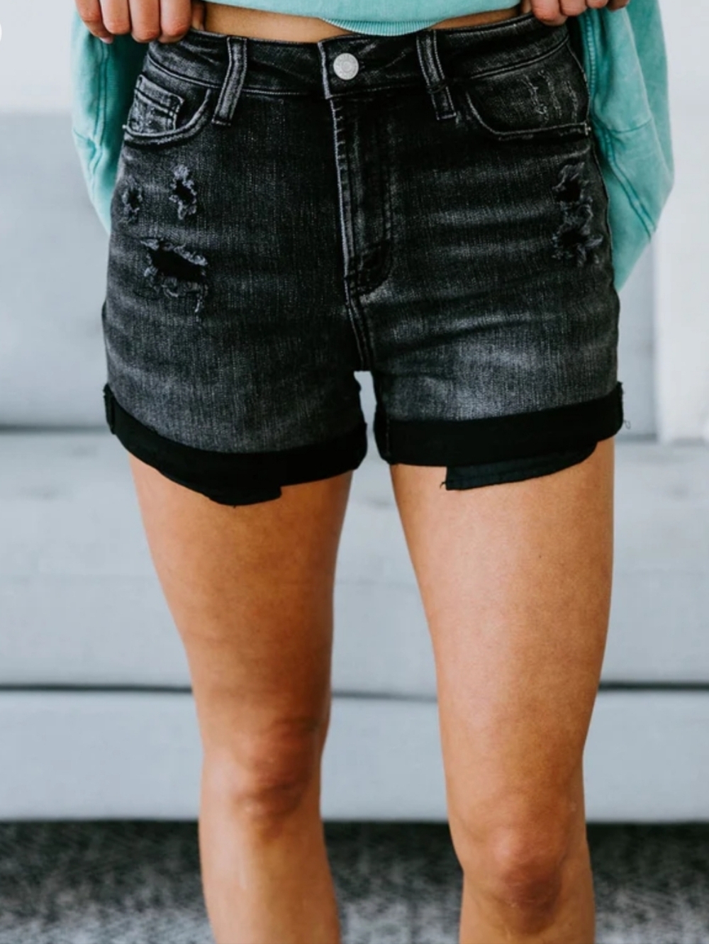 Risen Cuffed Denim Shorts